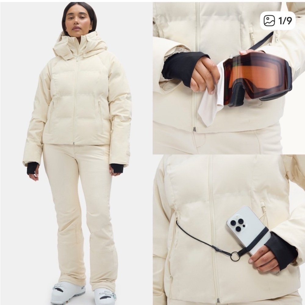 Halfdays Georgie Puffer Jacket Oatmilk Size  Large NWT Women’s Ski Winter Coat